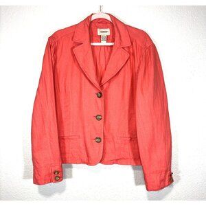 LL Bean Women’s Blazer Jacket Sz 20 PSalmon Pink Cotton Twill Button Down Chino